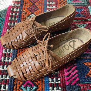 Sam Edelman Lace Up Saddle Shoe Cognac Leather - Size 6.5